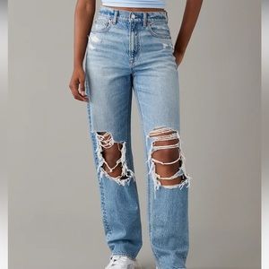 AE Strigid Ripped Highest Waist Baggy Straight Jean